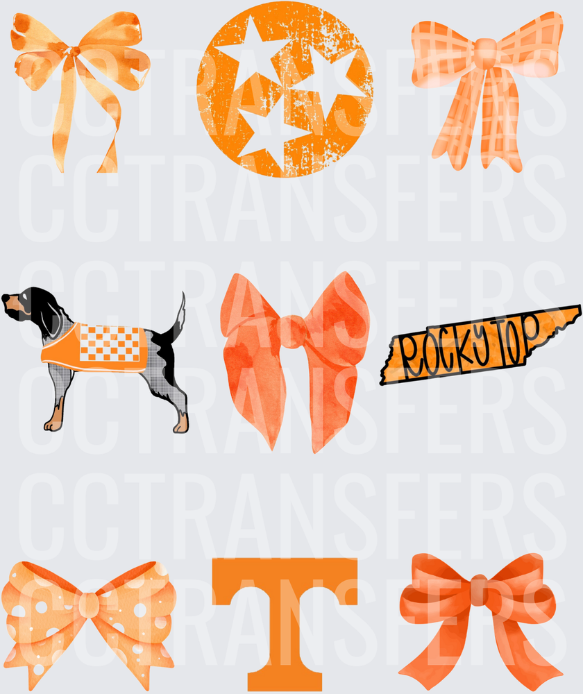 Orange Bows Rocky Top Tennessee State Tristar Bundle (DTF)
