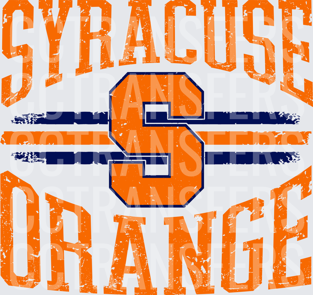 Vintage Distressed Block S Orange Blue Arched Collegiate (DTF)