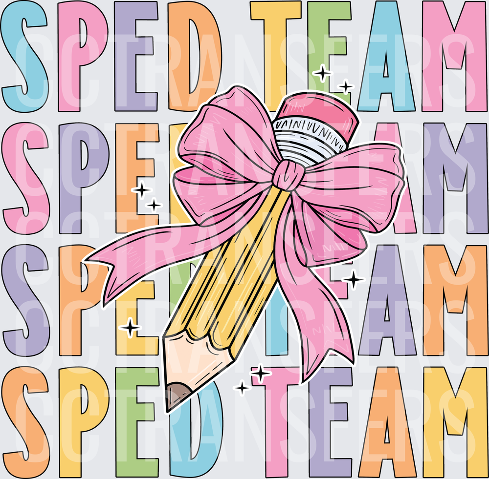 SPED Team Pencil with Pink Bow Coquette (DTF)