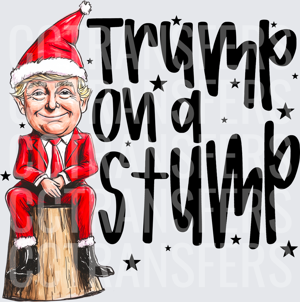 Trump On A Stump Christmas Caricature Santa Hat (DTF)