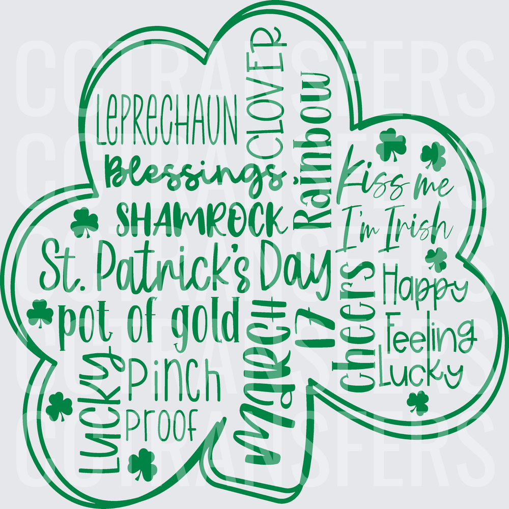 St. Patrick's Day Shamrock Word Cloud Lucky Irish (DTF)