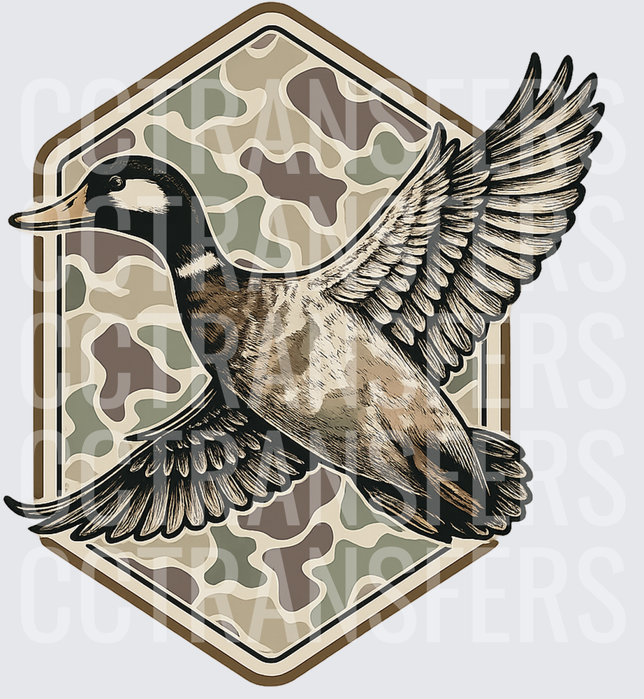 Flying Duck Hexagon Camo Badge (DTF)