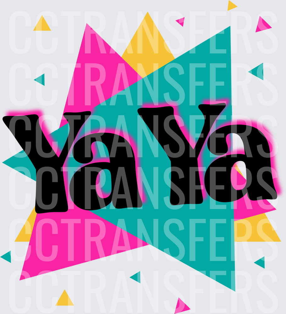 Ya Ya Bold Text Colorful Triangle Burst Design (DTF)