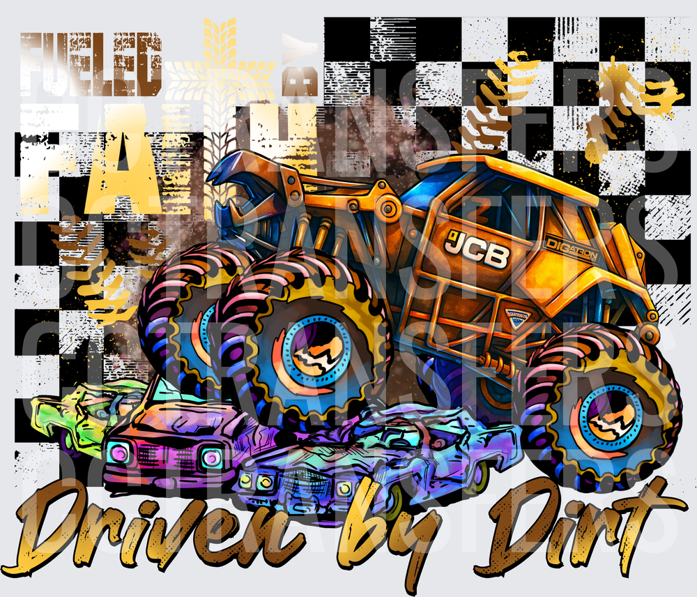 Driven by Dirt JCB Digaron Monster Truck Crushing Cars (DTF)