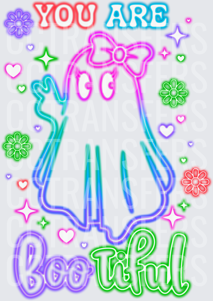 You Are Bootiful Neon Ghost with Bow (DTF)
