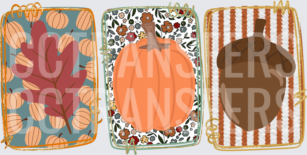 Autumn Oak Leaf Pumpkin Acorn Fall Trio Panels (DTF)