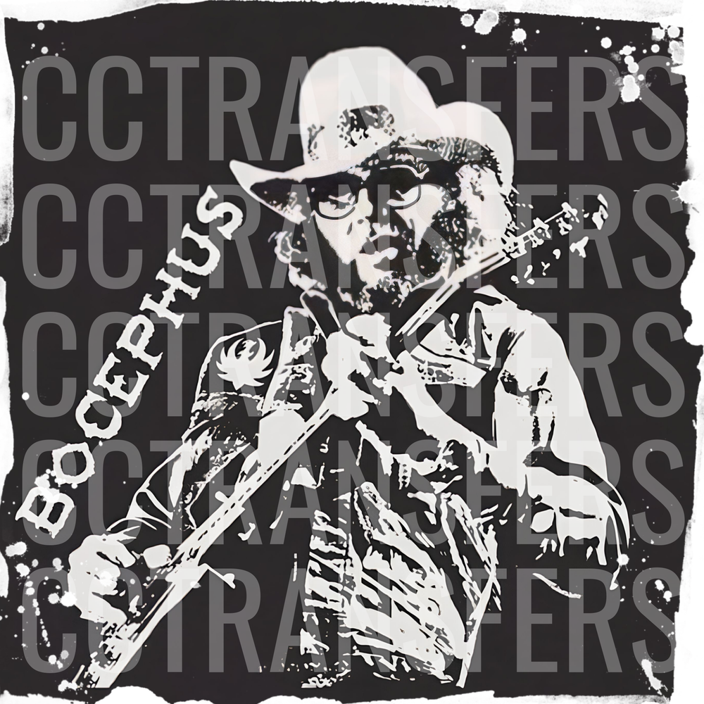 Bocephus Country Guitar Legend Black White Portrait DTF