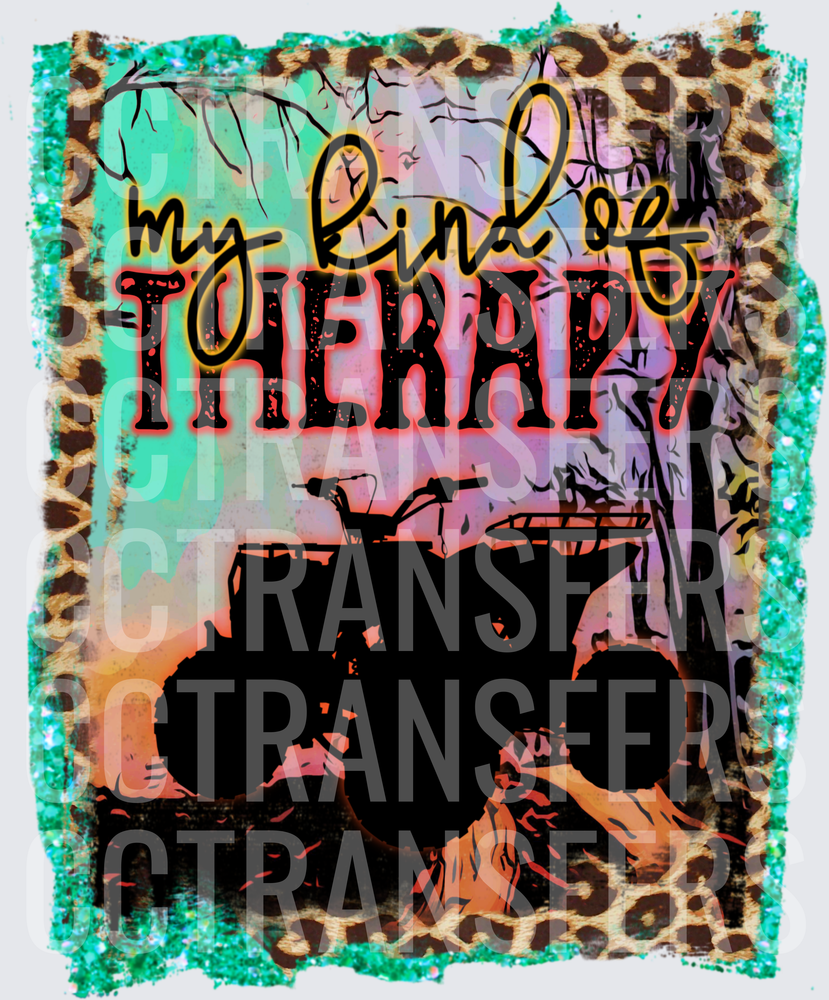 My Kind Of Therapy ATV Silhouette Leopard Teal (DTF)
