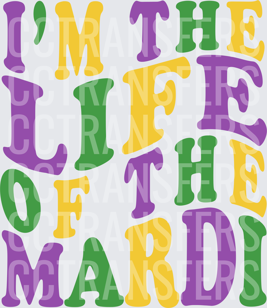 I'm The Life Of The Mardi Bold Retro Typography (DTF)