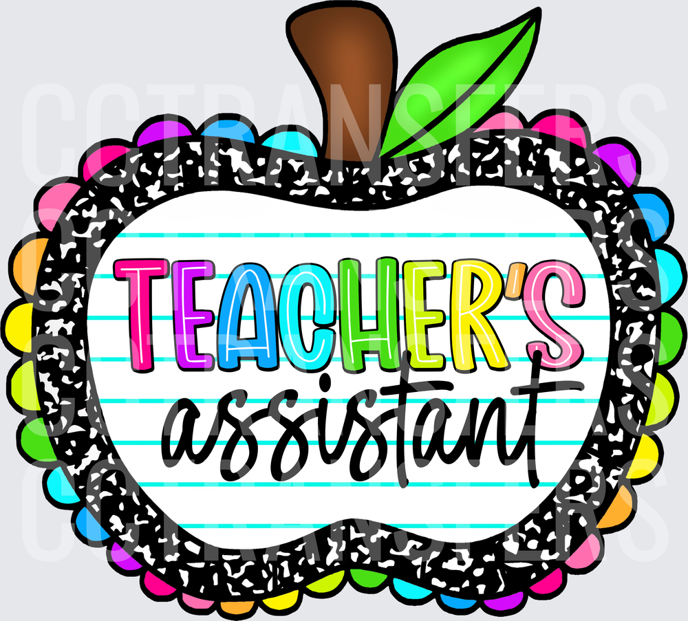 Teacher's Assistant Colorful Apple Composition Notebook (DTF)