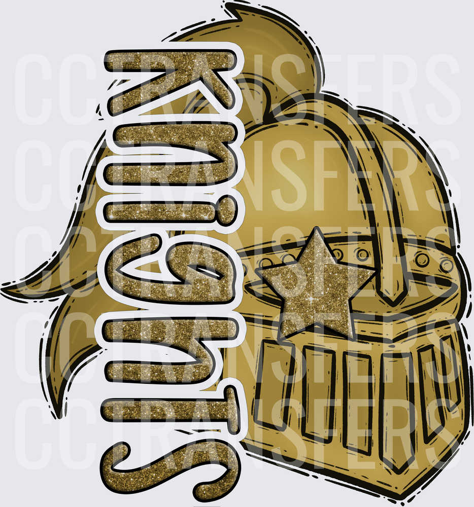 Gold Glitter Knights Medieval Helmet with Star (DTF)