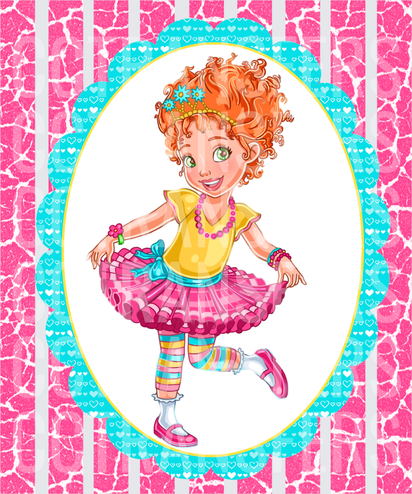 Curly Red Hair Girl Pink Tutu Fancy Pose Frame (DTF)