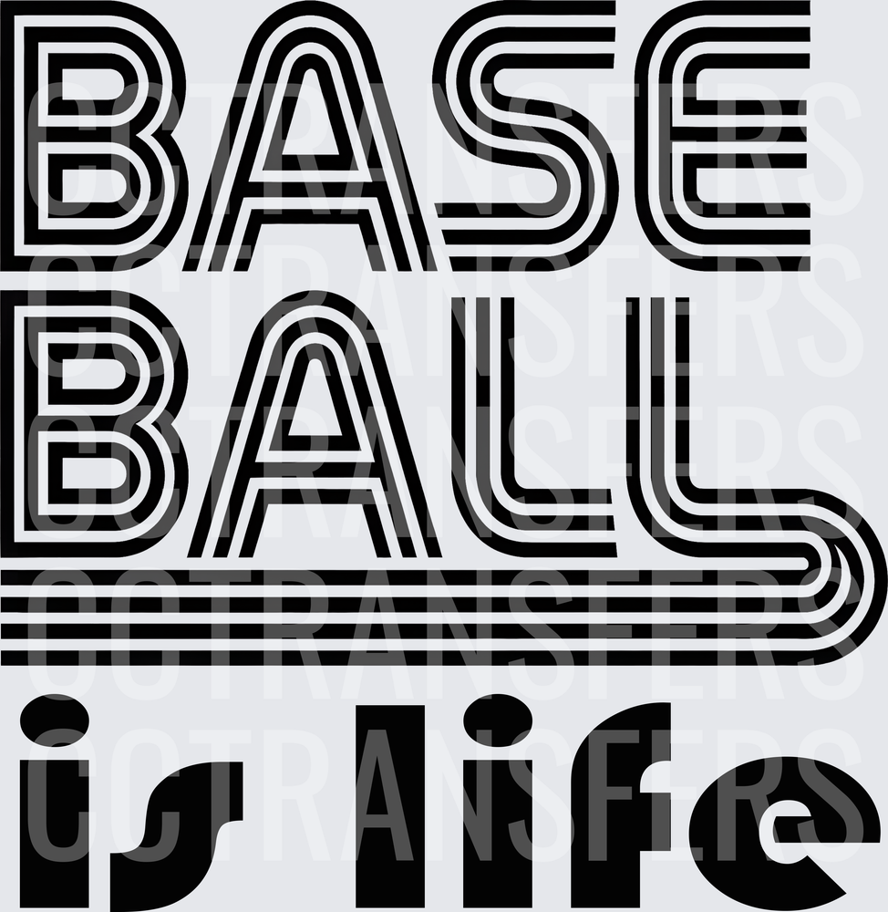 Baseball Is Life Retro Stripe Bold Typography (DTF)