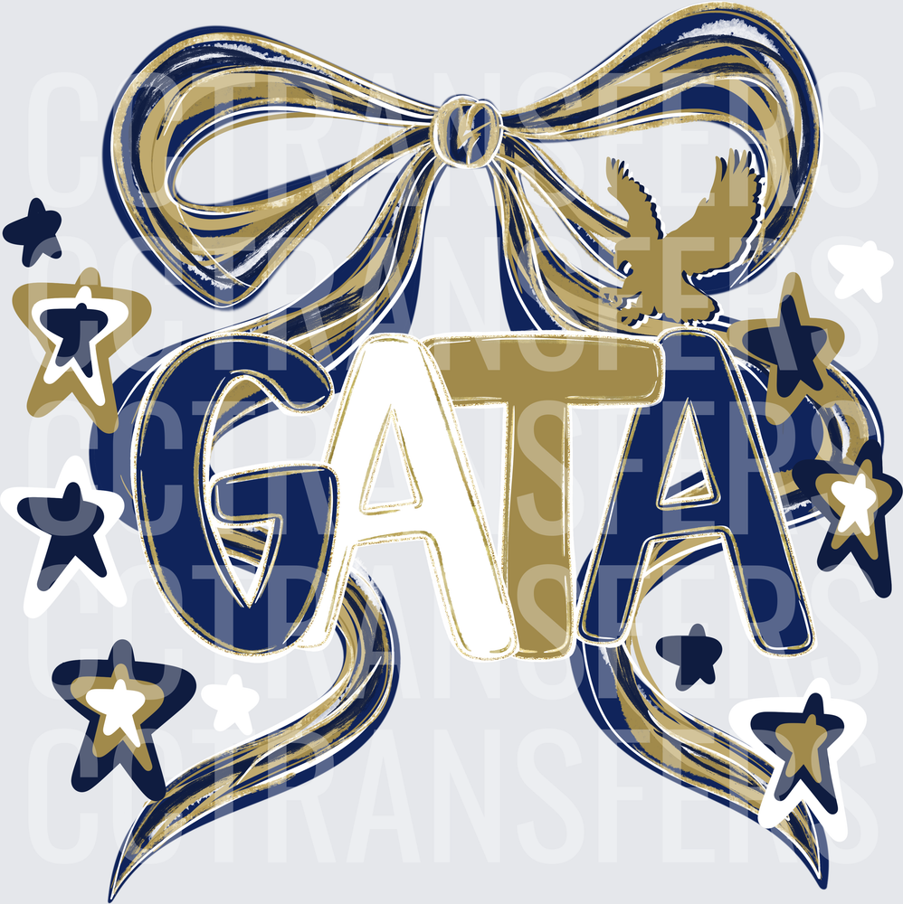 GATA Navy Gold Bow Eagle Stars Sorority Design (DTF)