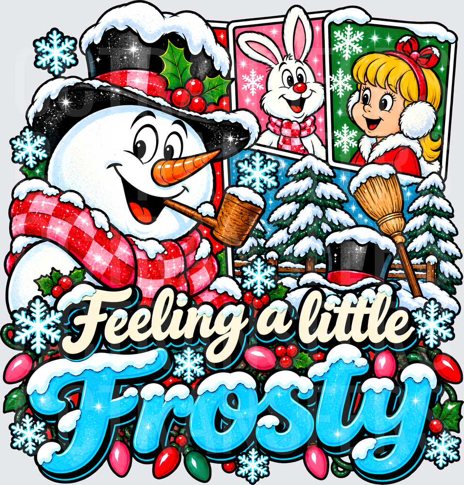 Feeling a Little Frosty Snowman Christmas Scene (DTF)