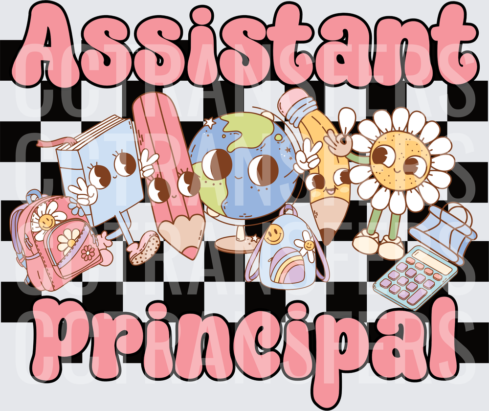 Assistant Principal Retro Groovy School Characters (DTF)