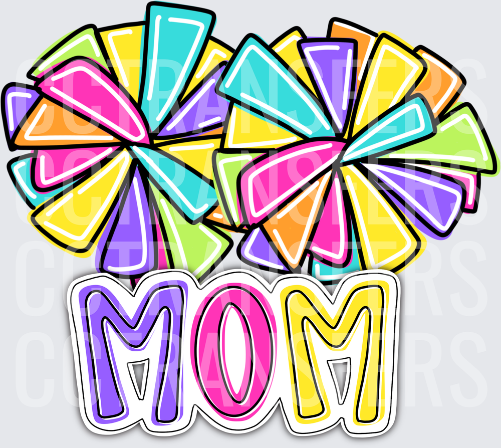 Colorful Cheer Pom Poms MOM (DTF)