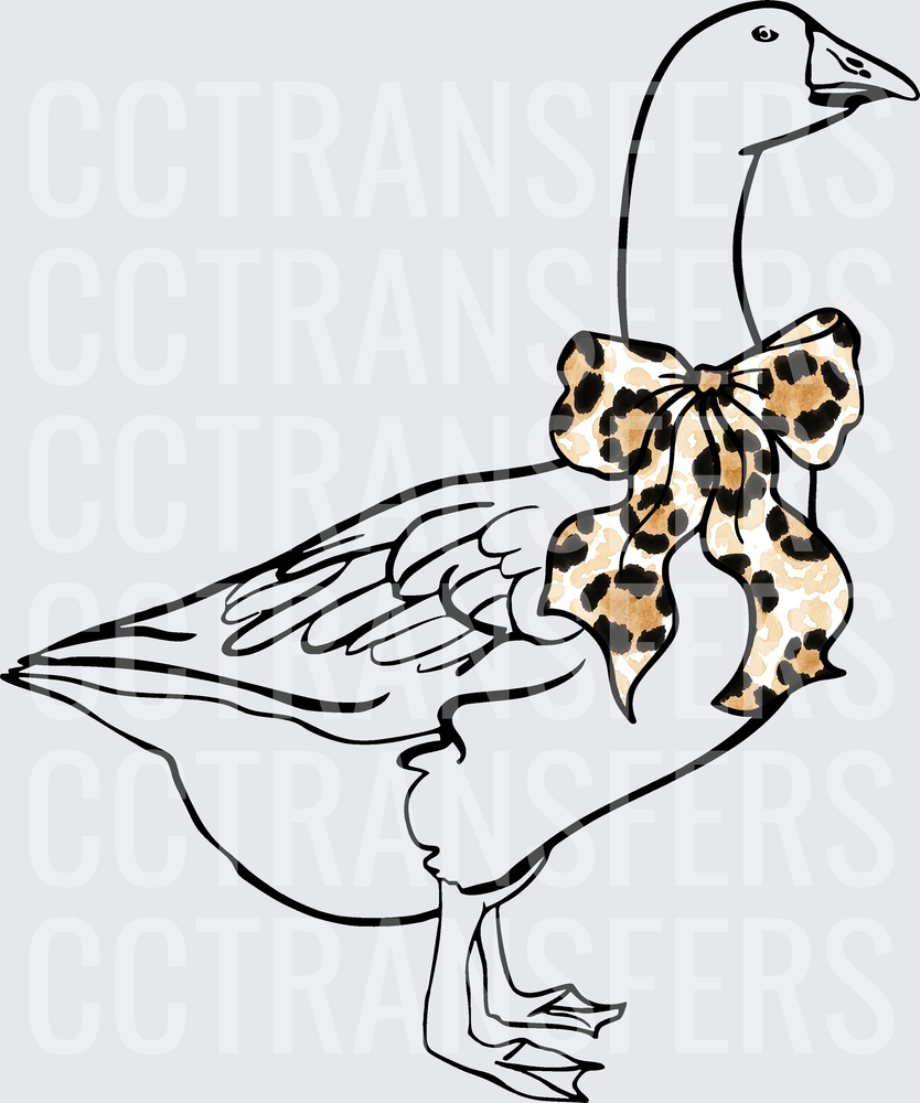 Goose with Leopard Print Bow (DTF)