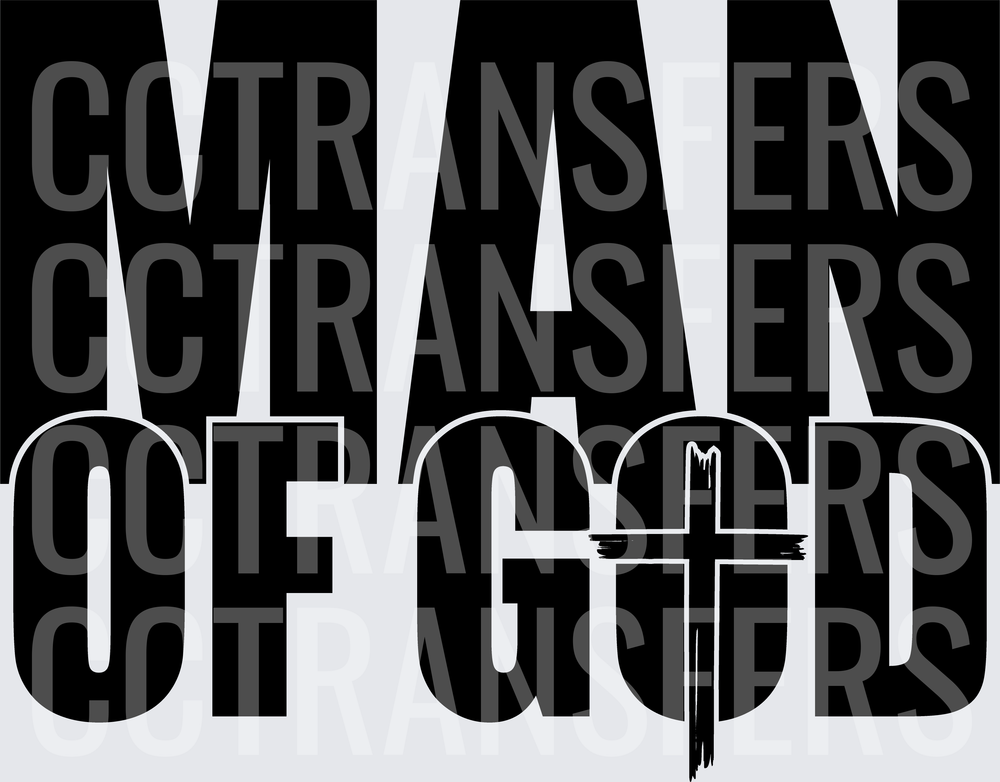 Man of God Bold Text Cross Christian Faith Design (DTF)