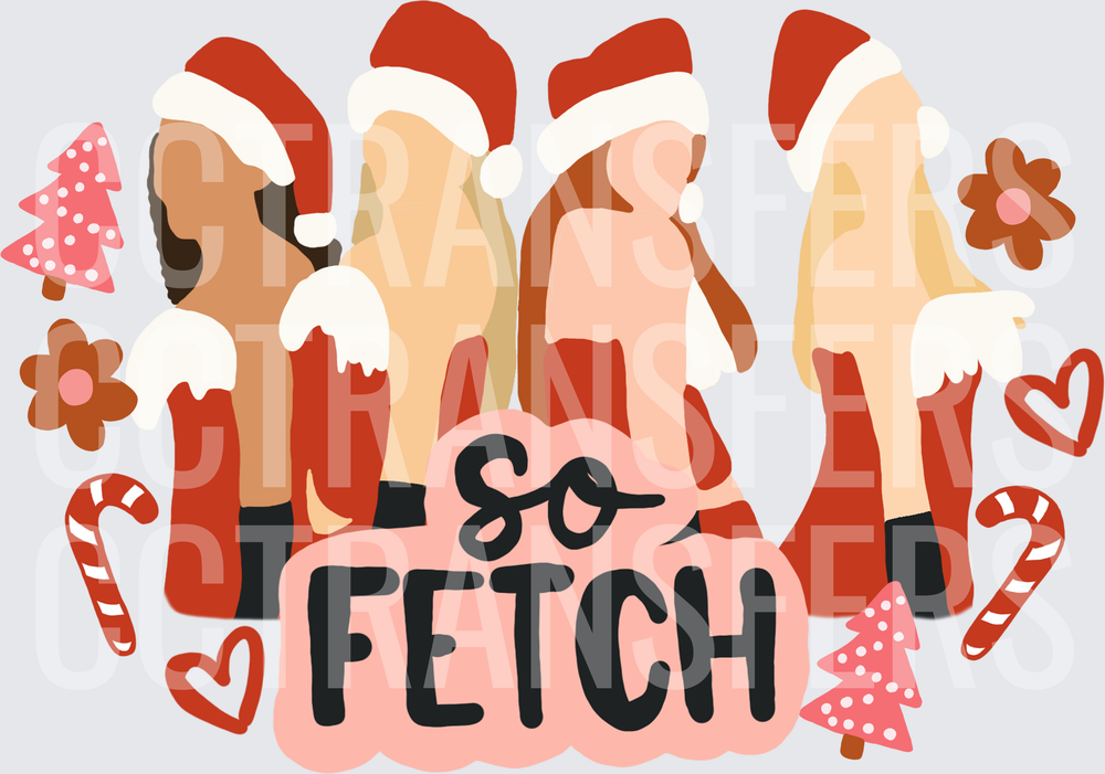 So Fetch Christmas Girls Santa Hats Holiday (DTF)
