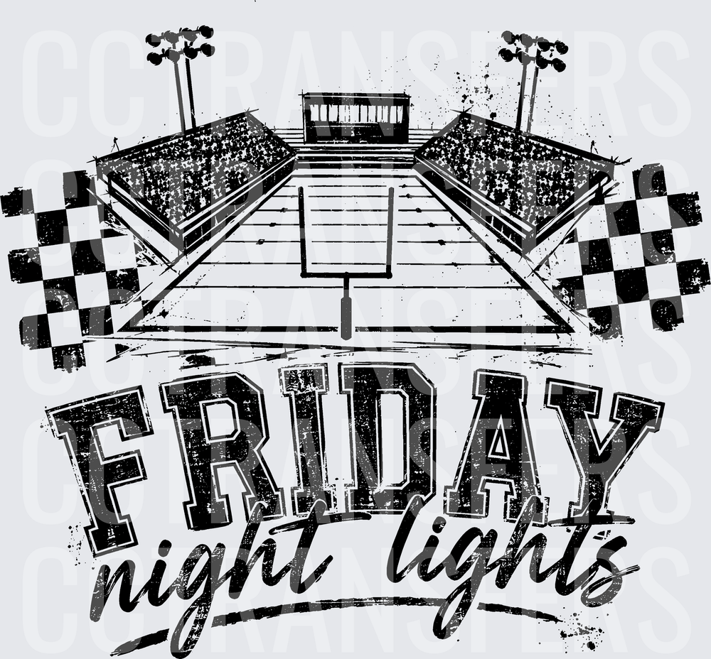Friday Night Lights Football Stadium Grunge Graphic (DTF)