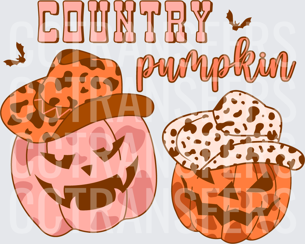 Country Pumpkin Jack-O-Lanterns Cow Print Cowboy Hats (DTF)