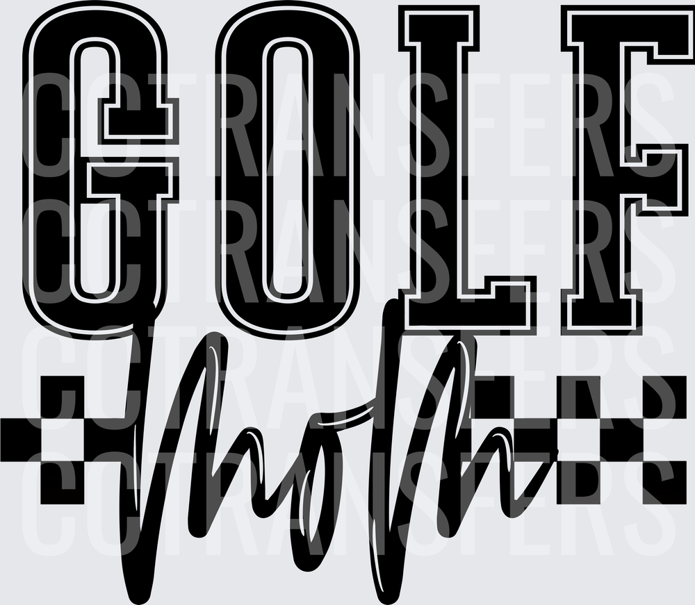 Golf Mom Bold Varsity Script Checkered Design (DTF)