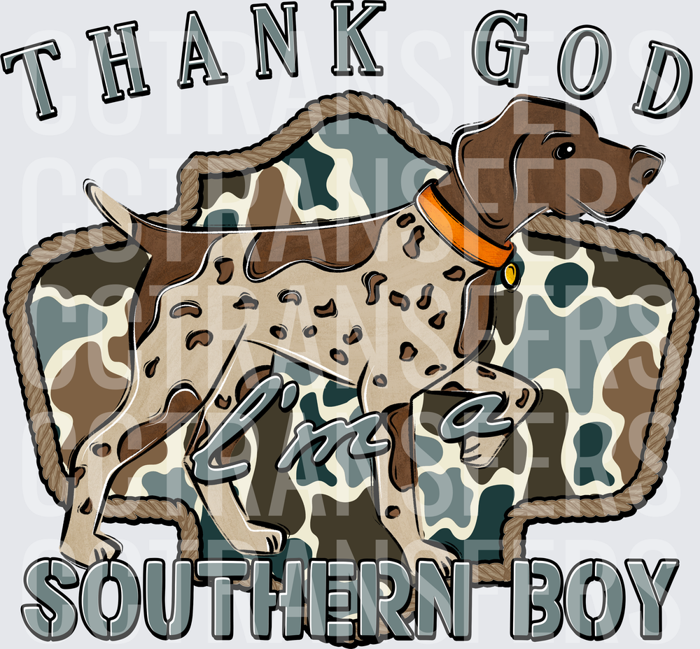 Thank God I'm A Southern Boy Hunting Dog Camo (DTF)