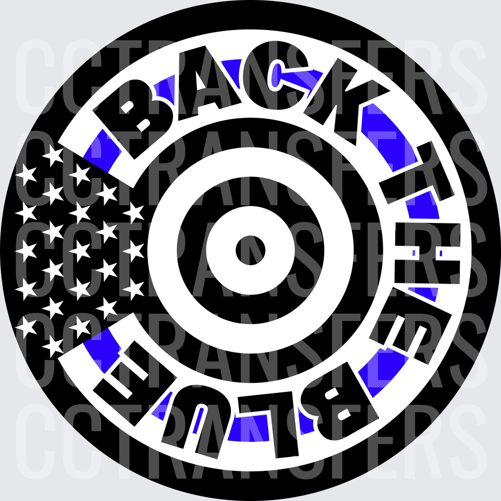 Back The Blue Thin Blue Line Target Flag Circle (DTF)