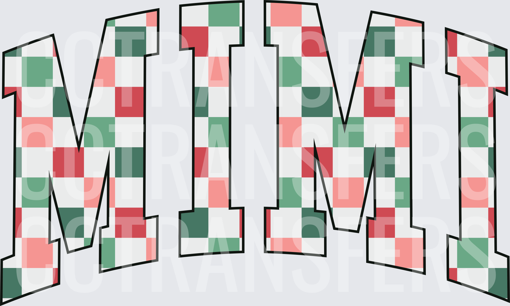 Mimi Checkered Christmas Plaid Varsity Letters (DTF)