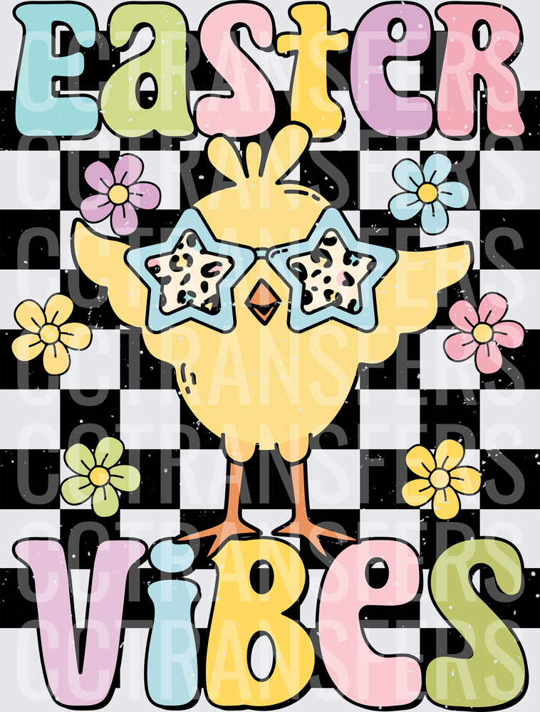 Easter Vibes Groovy Chick Star Sunglasses Checkered (DTF)