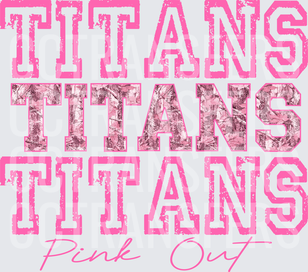 Titans Pink Out Pink Camo Varsity Stacked Letters (DTF)