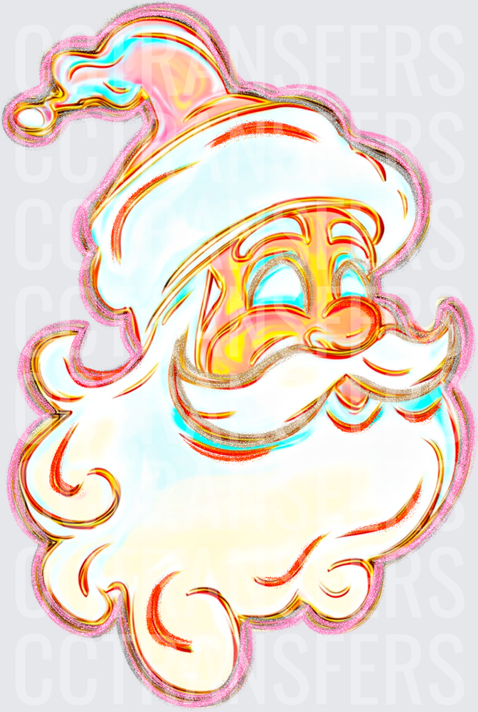 Holographic Iridescent Santa Claus Face Holiday (DTF)