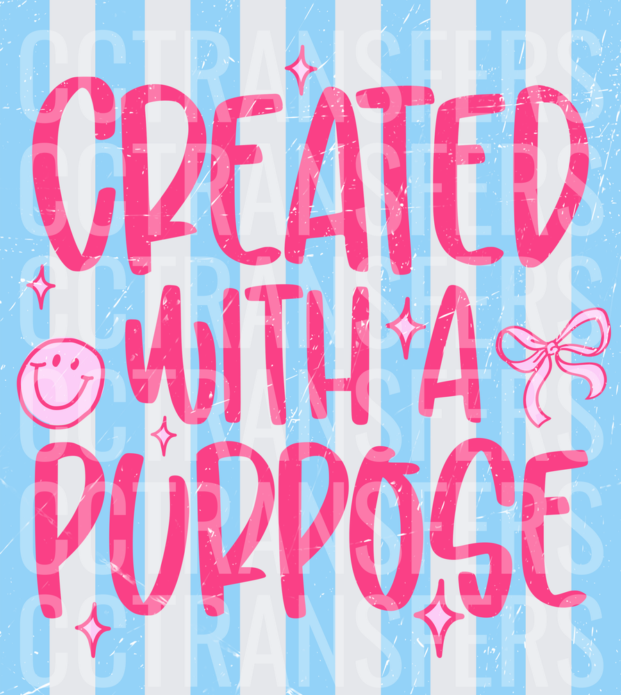 Created With A Purpose Pink Bow Smiley Stripe (DTF)