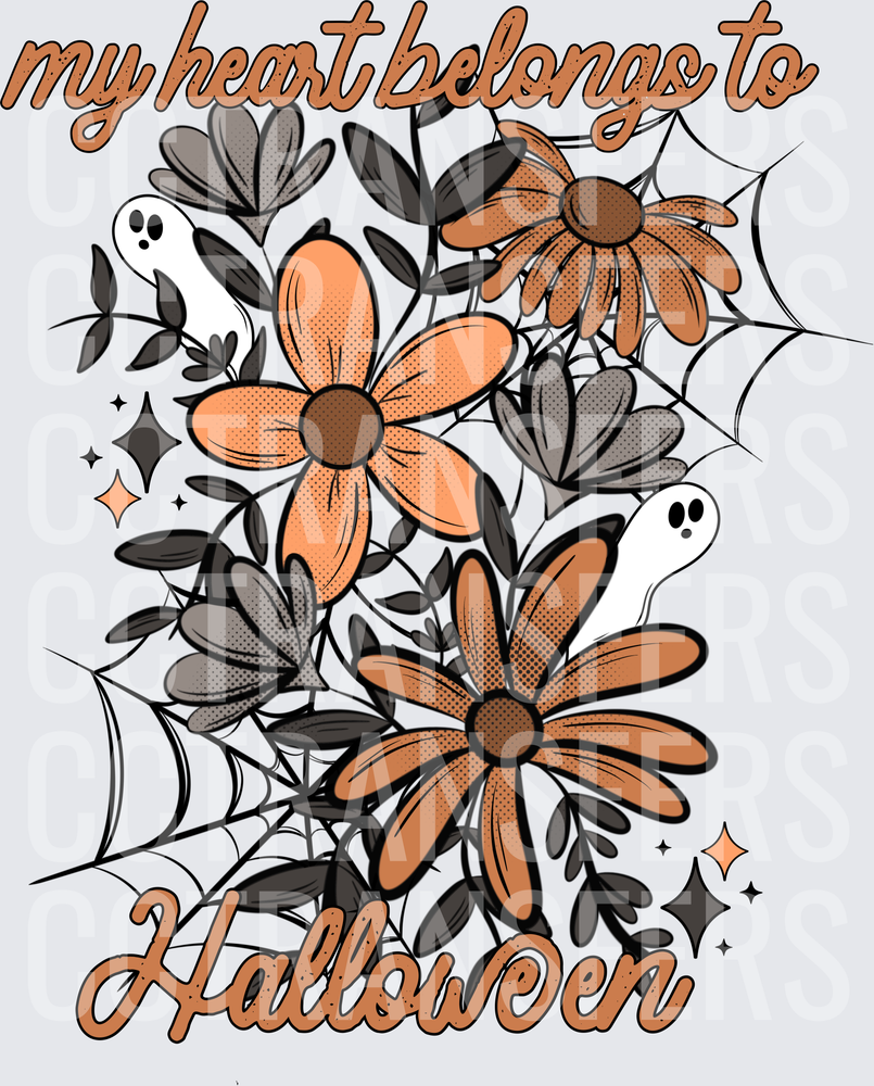 My Heart Belongs to Halloween Floral Ghost Web (DTF)