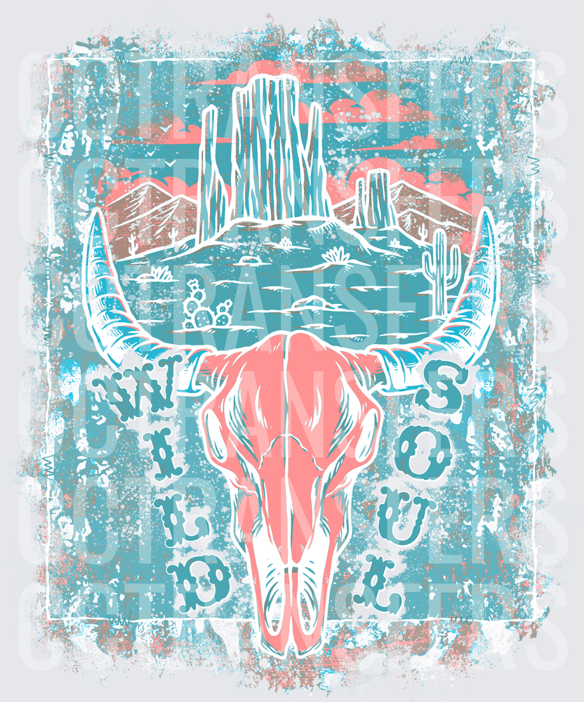 Wild Soul Desert Bull Skull Southwestern Scene (DTF)