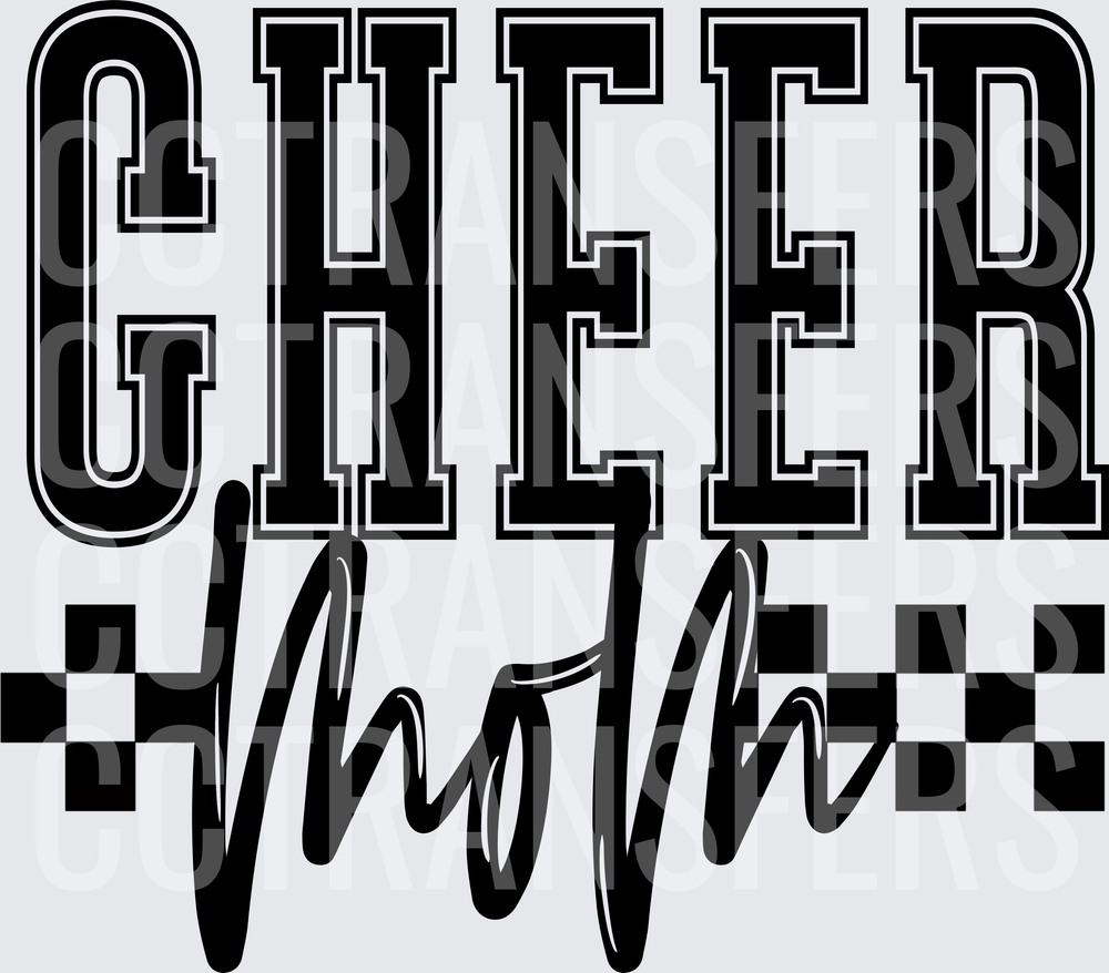 Cheer Mom Bold Varsity Script Checkered Design (DTF)