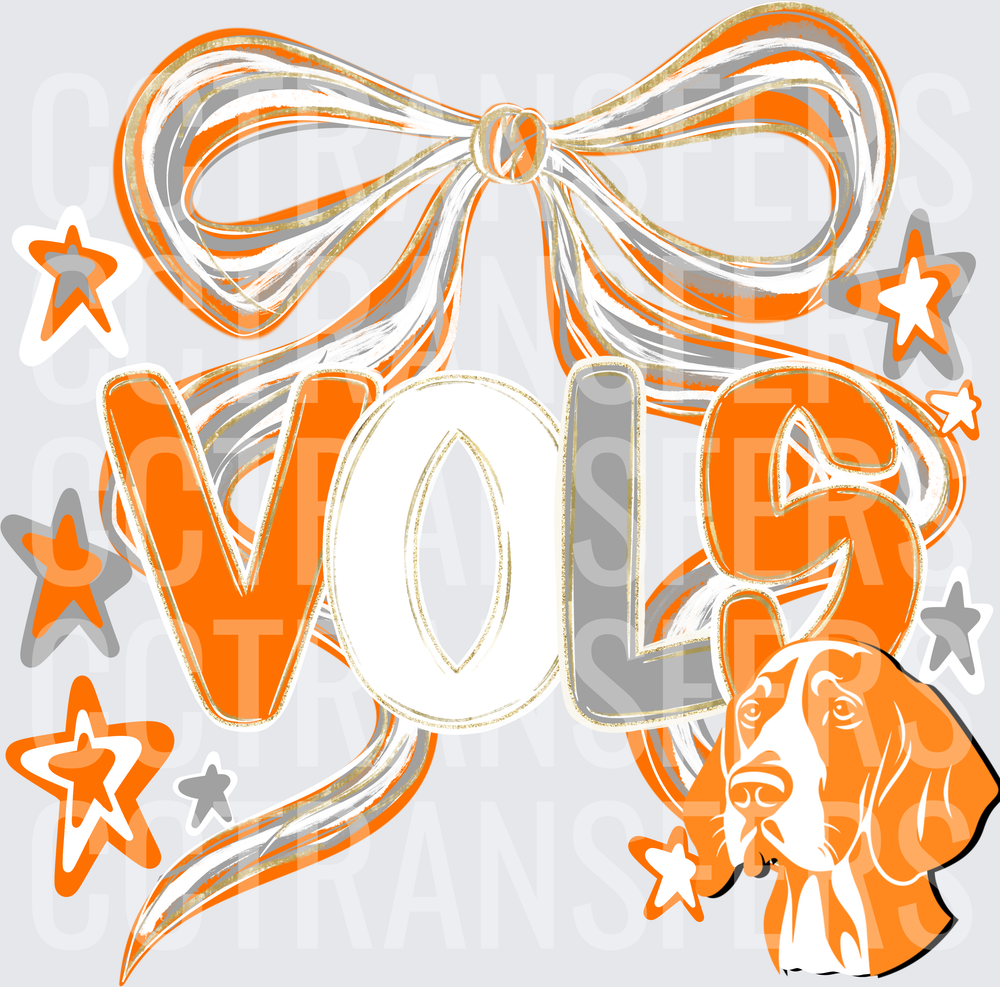 Orange VOLS Bow Stars Hound Dog (DTF)