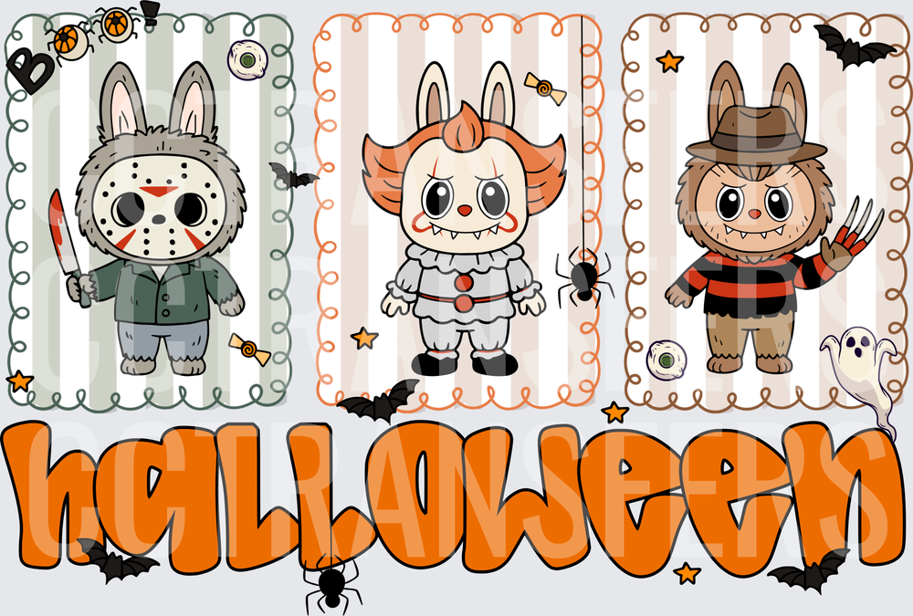 Cute Halloween Horror Bunny Trio Halloween (DTF)