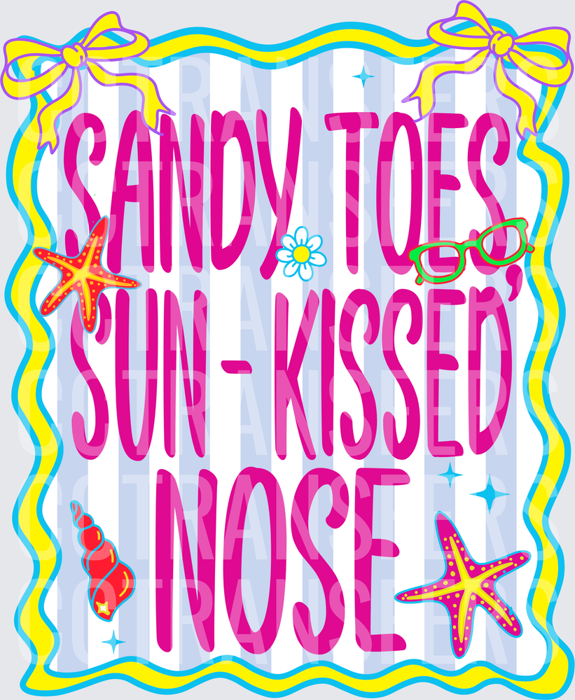 Sandy Toes Sun-Kissed Nose Beach Summer Bow Design (DTF)