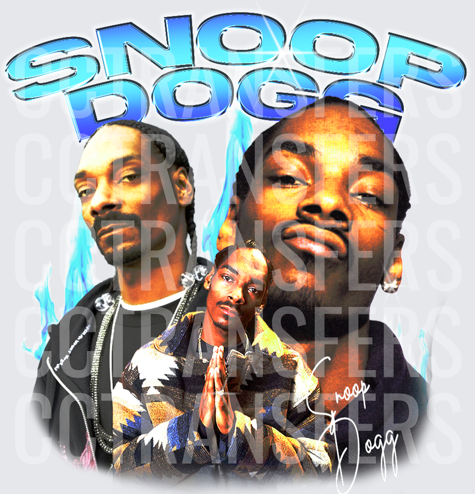 Snoop Dogg Triple Photo Blue Flame Rap Legend Collage (DTF)