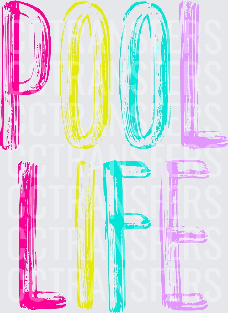 Pool Life Colorful Sketch Letter Design (DTF)