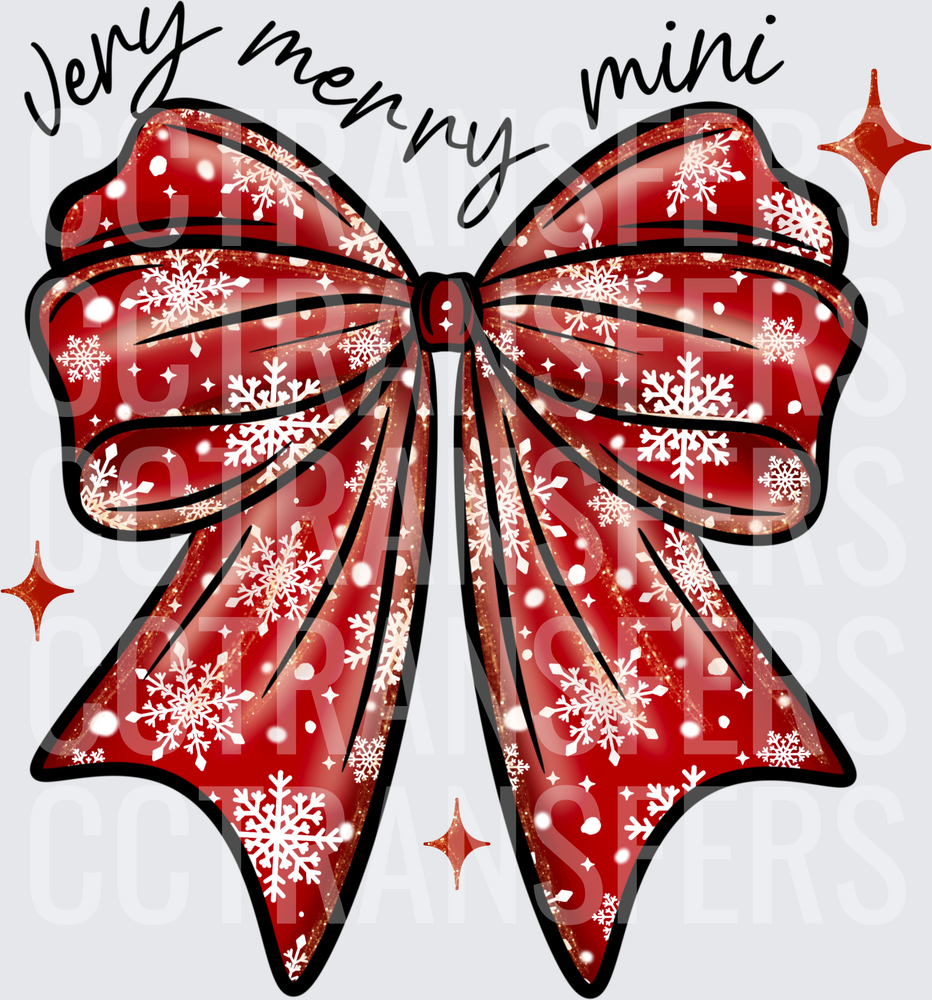 Very Merry Mini Red Snowflake Christmas Bow (DTF)