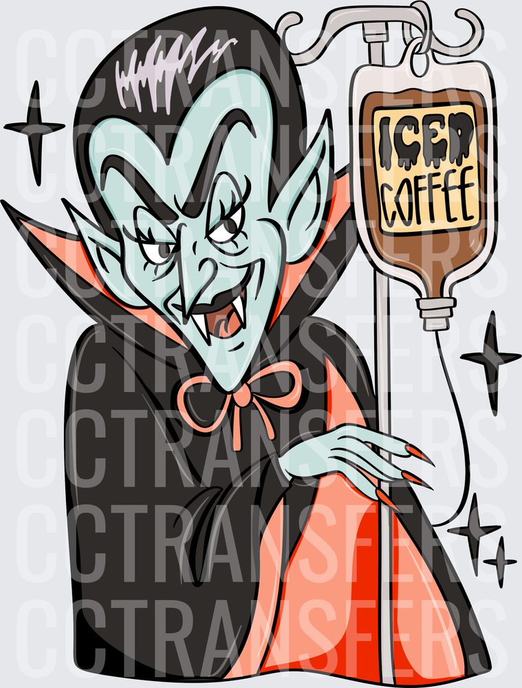 Vampire with Iced Coffee IV Drip Bag (DTF)