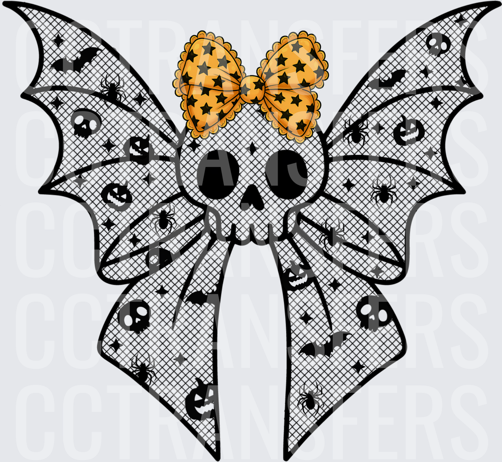 Lace Skull Butterfly Bow Halloween Spooky (DTF)
