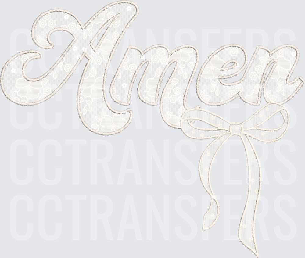 Amen Script Lettering with Ribbon Bow (DTF)