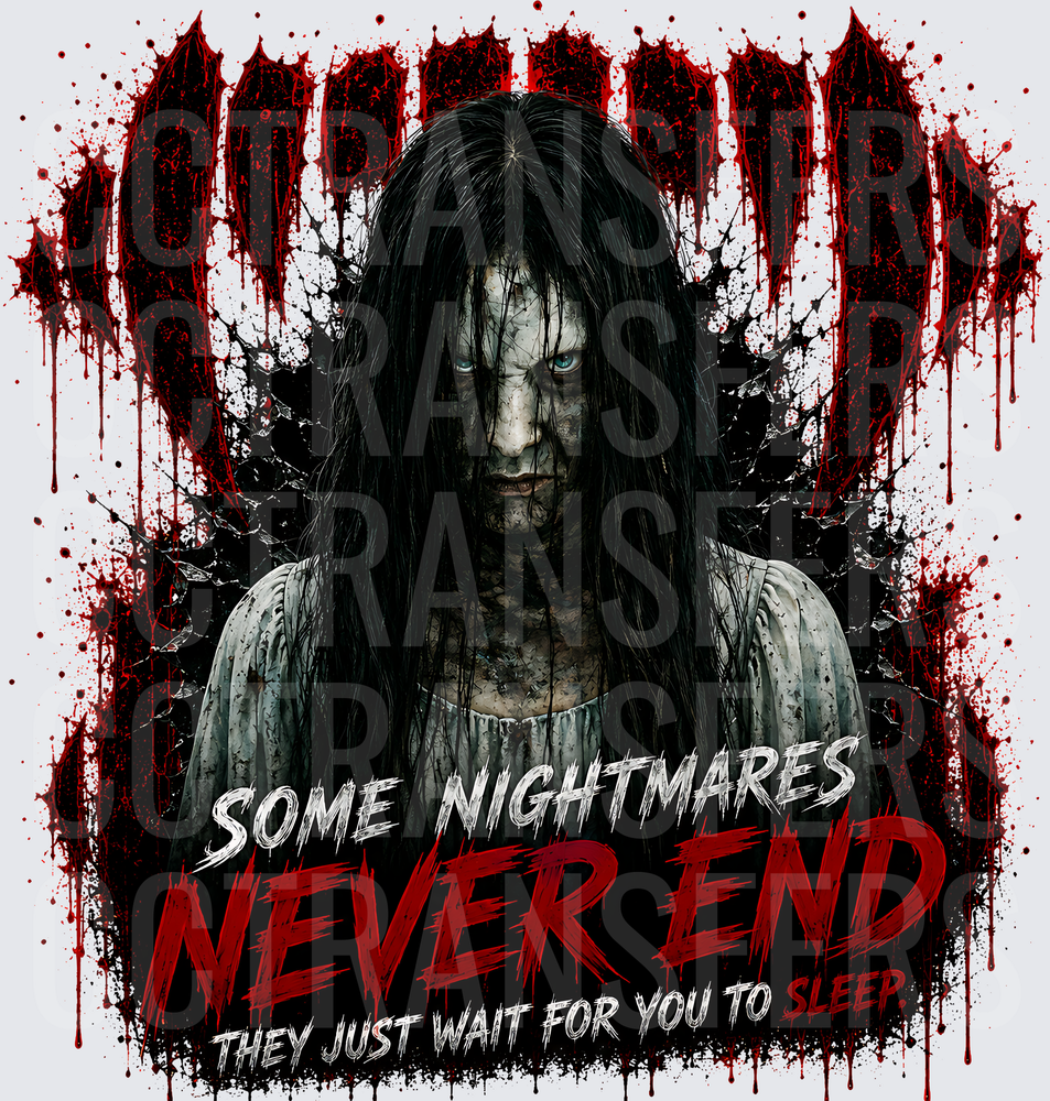 Some Nightmares Never End Horror Girl Bloody Hands (DTF)