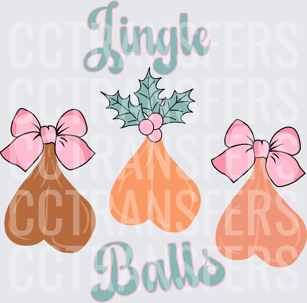 Jingle Balls Funny Holiday Trio with Bows and Holly (DTF)