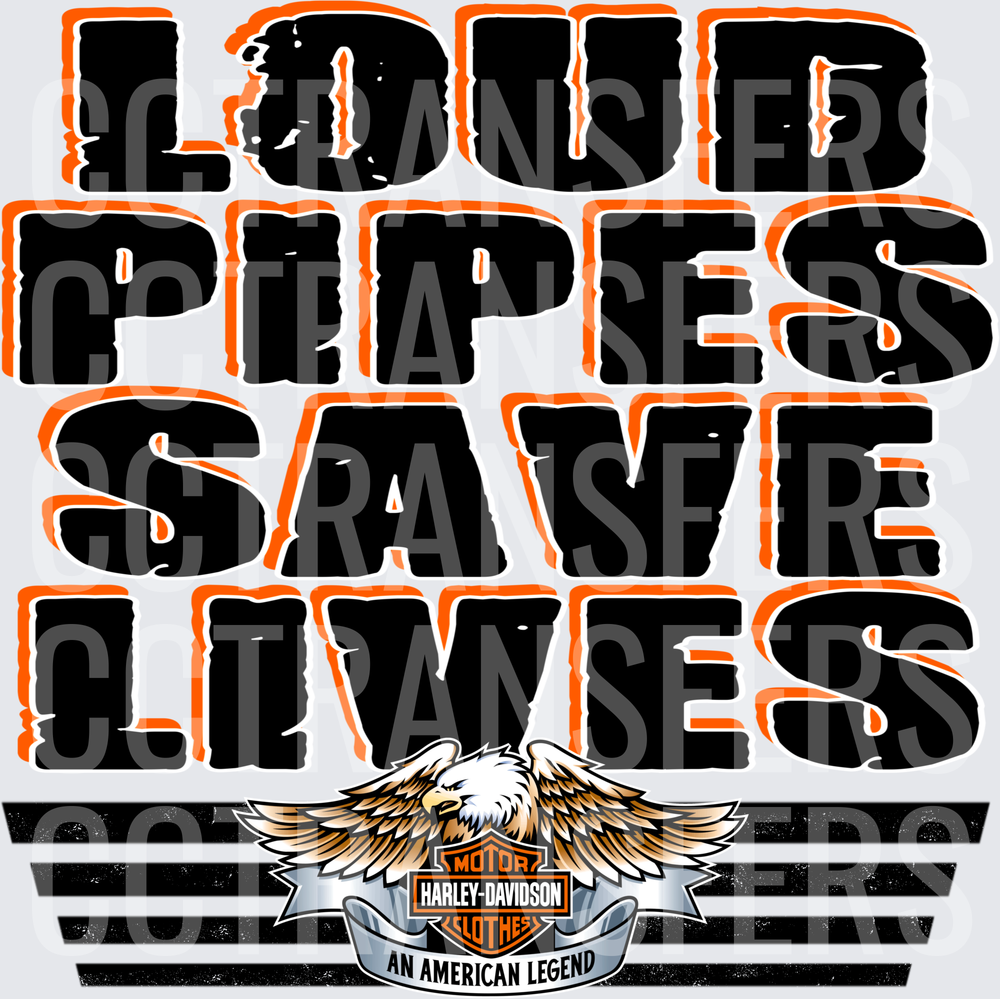 Loud Pipes Save Lives Eagle Biker Motto (DTF)