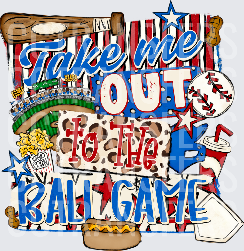 Take Me Out To The Ball Game Baseball Fan Design (DTF)
